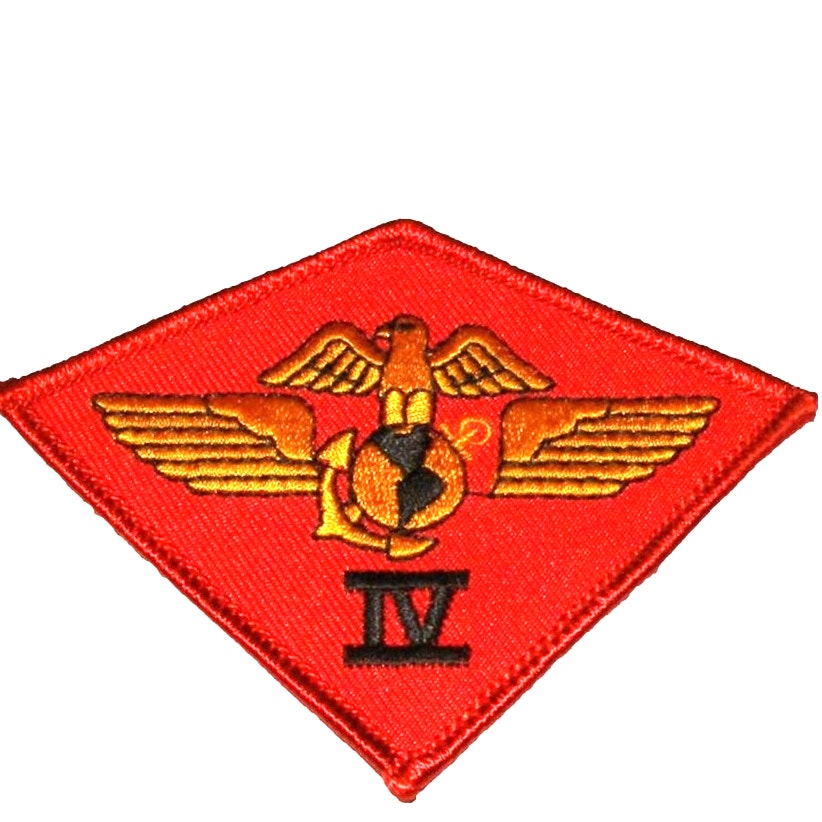 USMC 4th Marine Aircraft Wing Patch Red Diamond 3‑3/4" × 2‑7/8" Novelty Patch