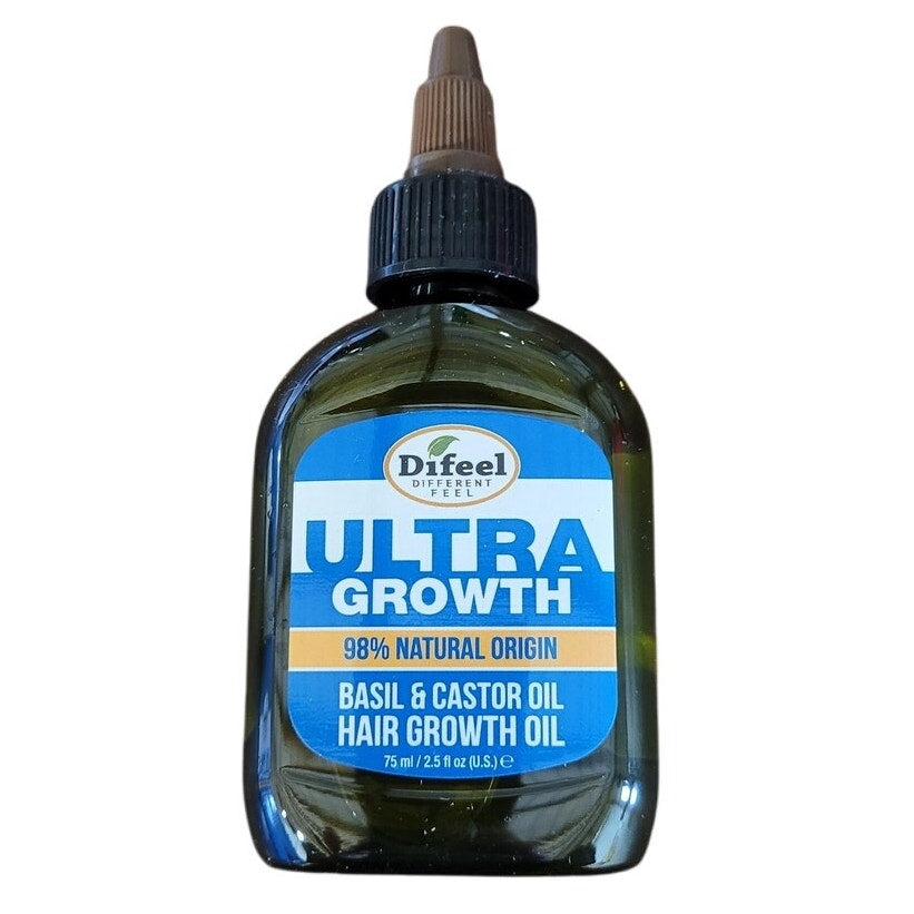 2-PK Difeel Mens Ultra Growth Basil and Castor Hair Oil 2.5 oz.