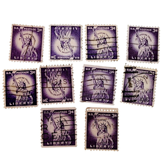 Lot of 10 – 1954 USA 3¢ Statue of Liberty Scott 1035 – Liberty Series, Canceled