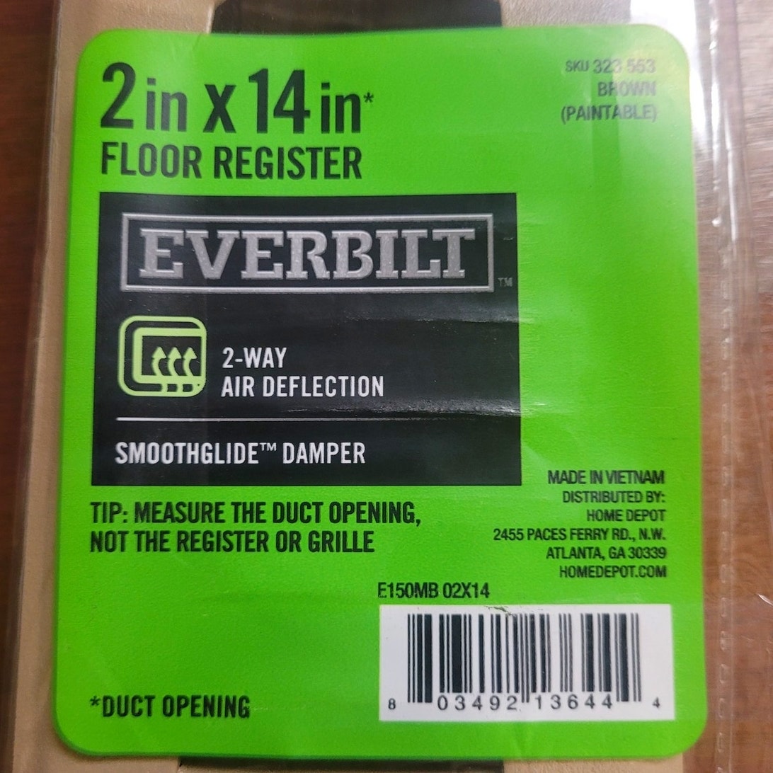 Everbilt 2 in. X 14 in. 2-Way Steel Floor Register in White