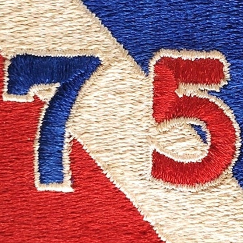 US Army 75th Infantry Division SSI Patch WWII Design 2‑3/4" × 2‑3/8" Sew‑On