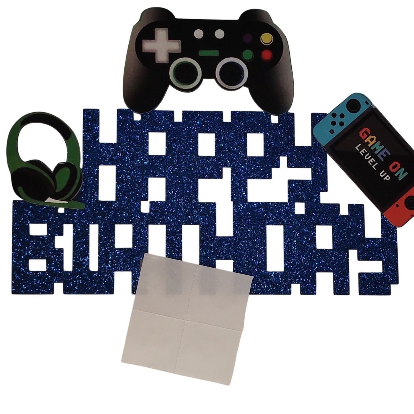 Gaming Cake Topper – Game On Level Up Party Decoration – NIP - 5-1/8" x 7-5/8"