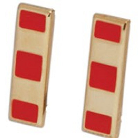 USMC Warrant Officer 2 (WO2) Collar Device Pin Set, Red/Gold, 1-1/8" x 3/8"
