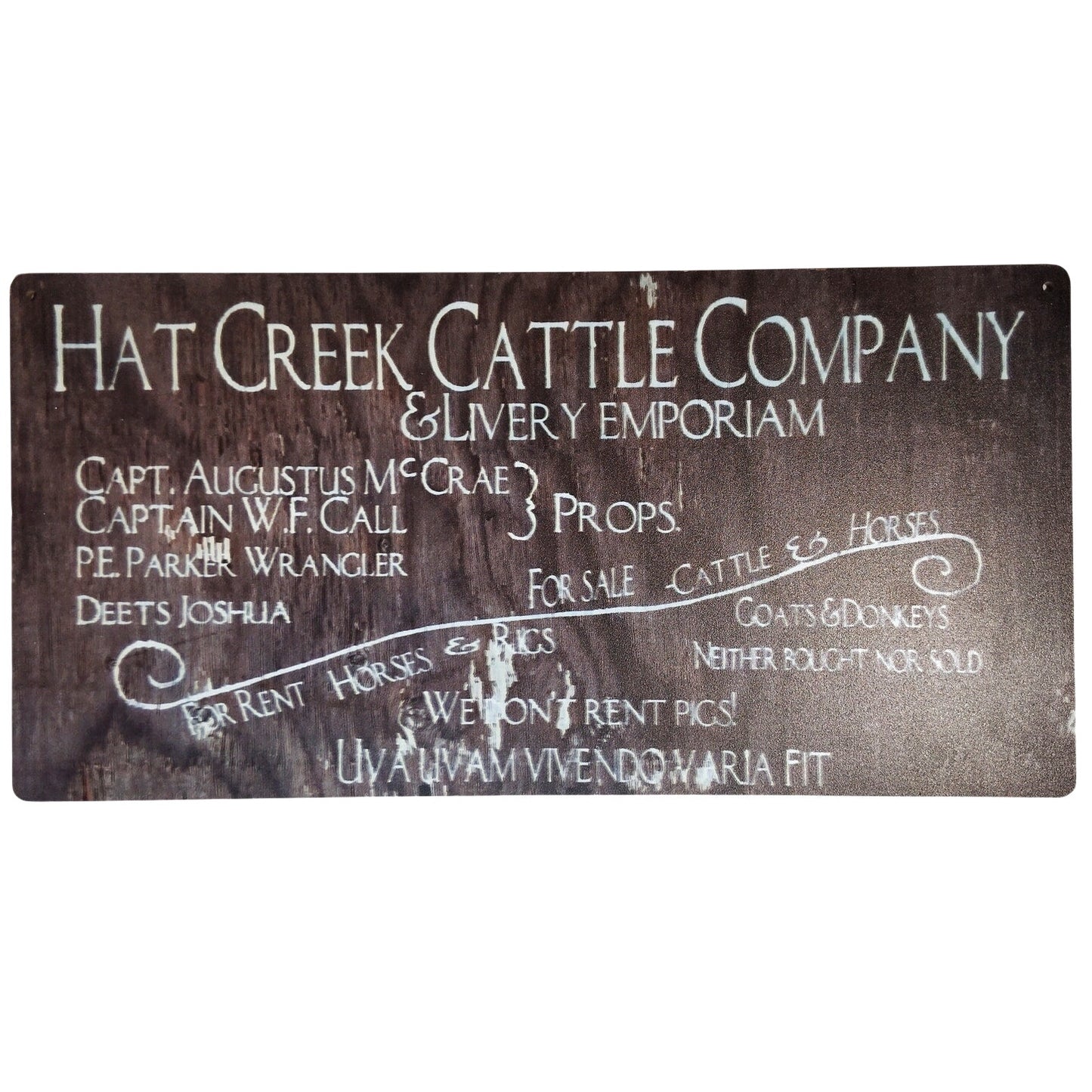 Hat Creek Cattle Company Wood Sign Lonesome Dove Replica Rustic Western 15×8