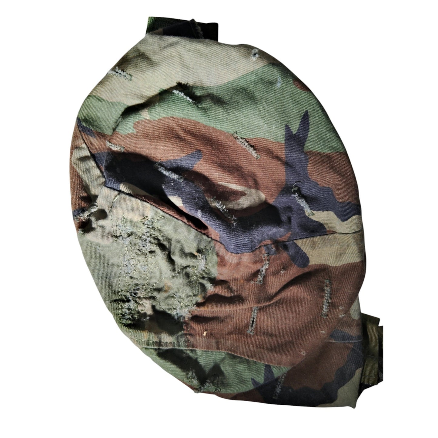 Woodland Camo Helmet Cover, PASGT Steel Pot, Hook & Loop Fasteners, Vibrant Colors – 1981–2005 Issue