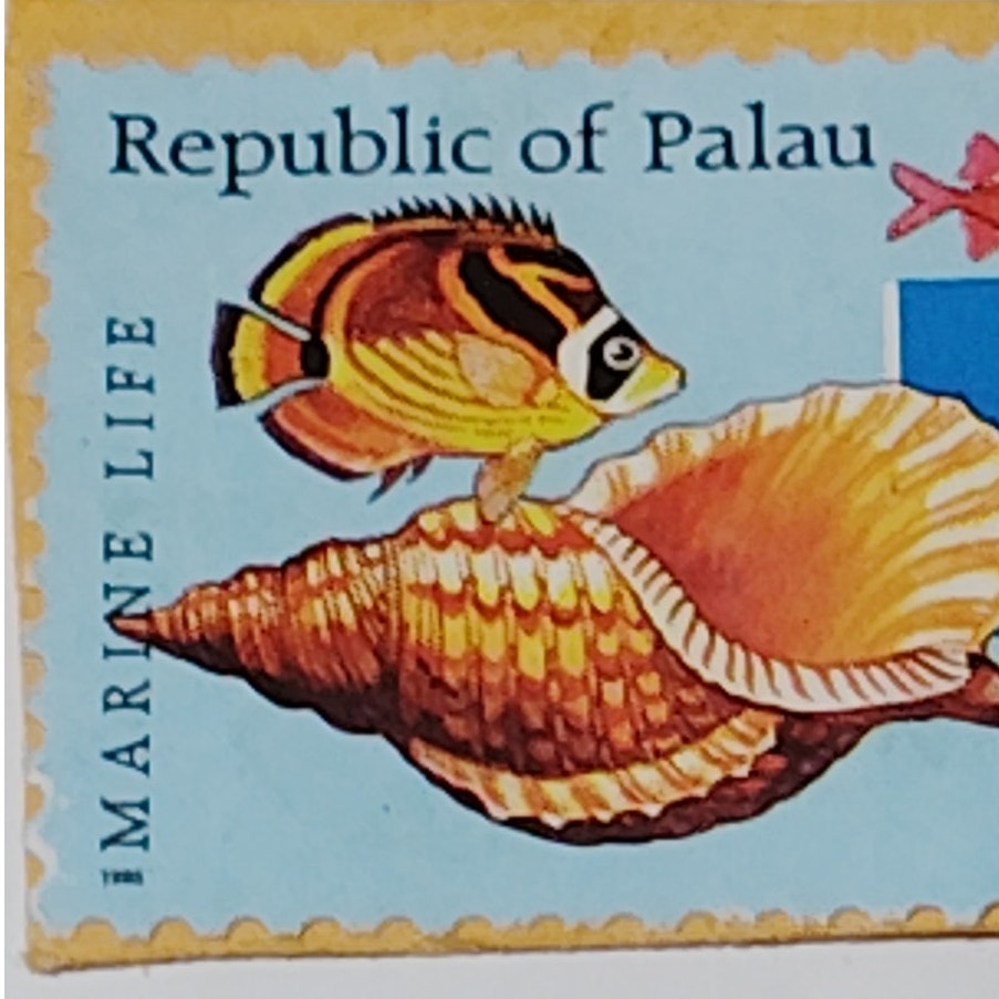 Republic of Palau Marine Life 32¢ US Postage Stamp Sea Snail Fish Blue Brown