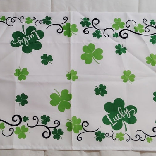 St. Patrick’s Day Curtain Valance – 17.5"x53" Shamrock Rod Pocket Panel or Table Runner, New