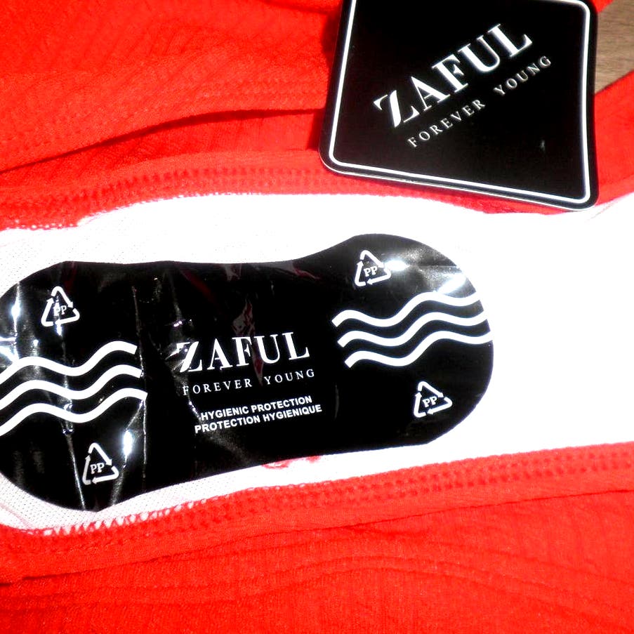 ZAFUL Cutout Bikini Scoop Neck Ribbed High Cut Bikini Sets Two Piece Red, M (6)