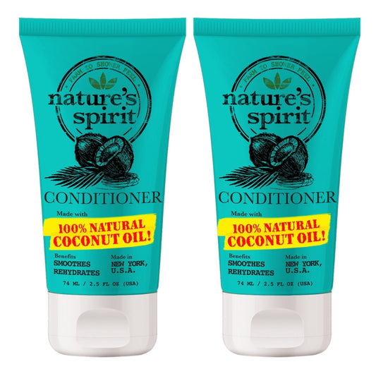 2 x Rehydrating Coconut Oil Hair Conditioner Travel Size 2.5 oz Nature's Spirit