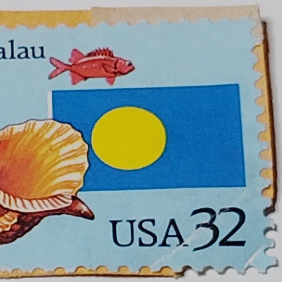 Republic of Palau Marine Life 32¢ US Postage Stamp Sea Snail Fish Blue Brown