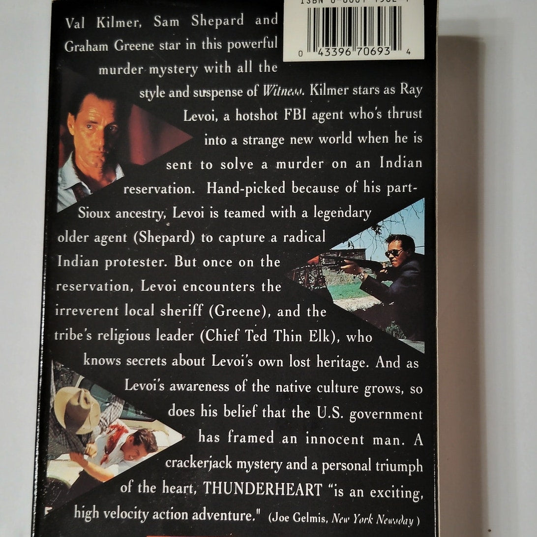 Thunderheart VHS 1992 Val Kilmer Sam Shepard Columbia TriStar Mystery Thriller