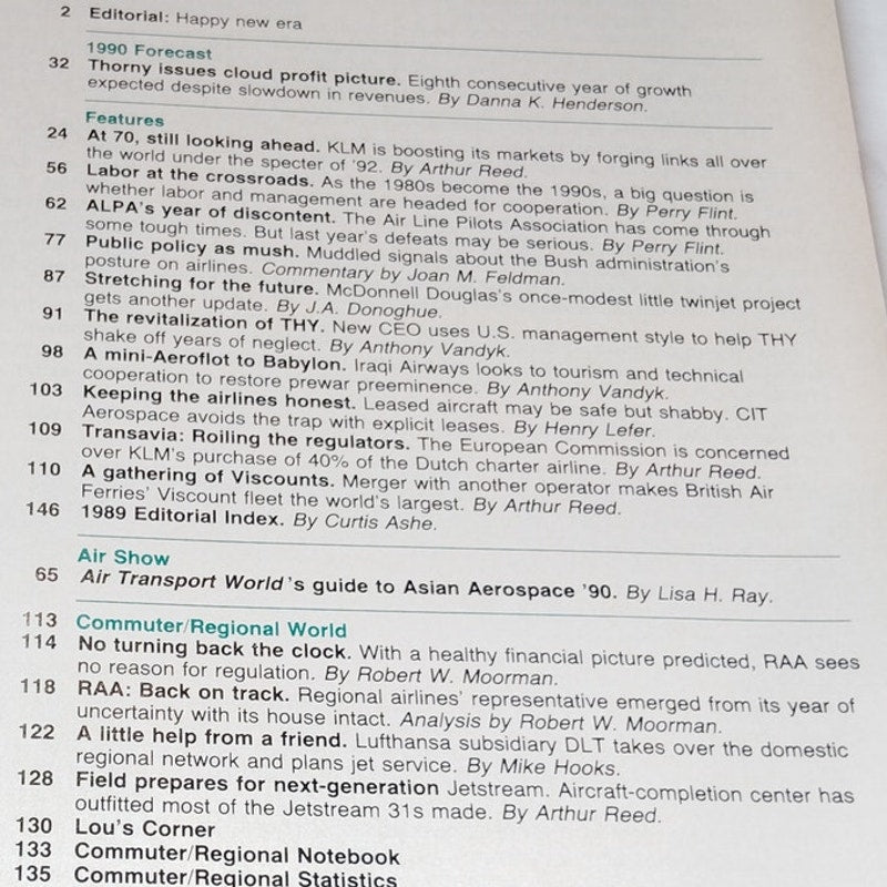 Air Transport World Magazine - January 1990 Forecast Issue - Aviation History