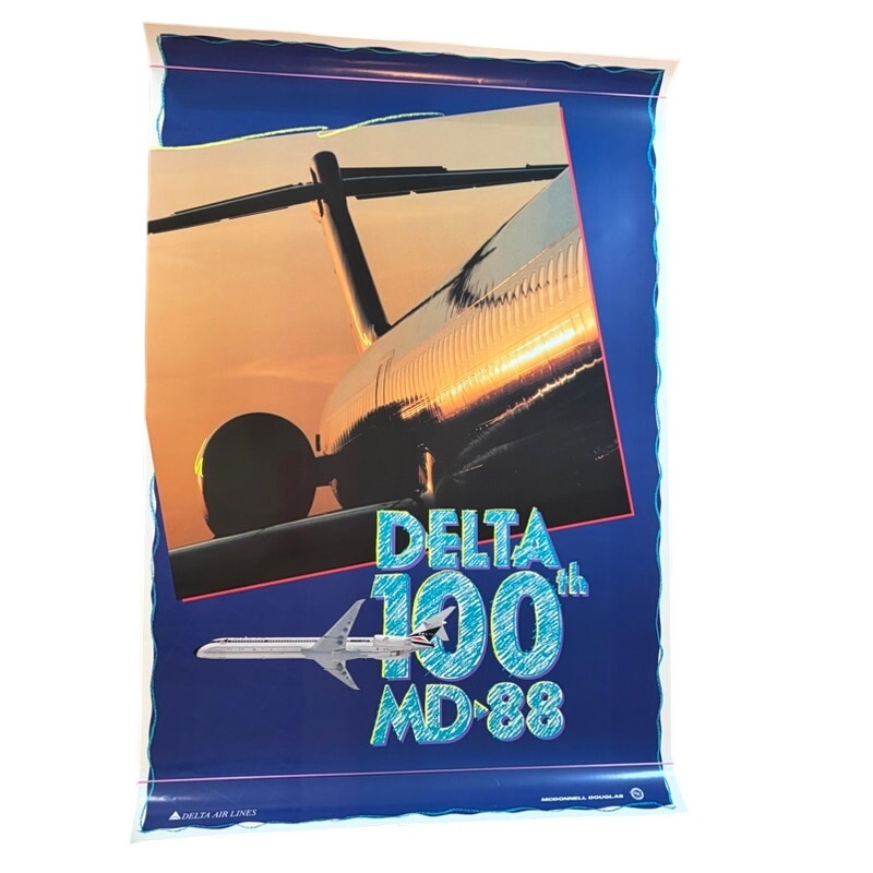 Original Delta Air Lines 100th MD‑88 McDonnell Douglas 1993 Poster 36x24