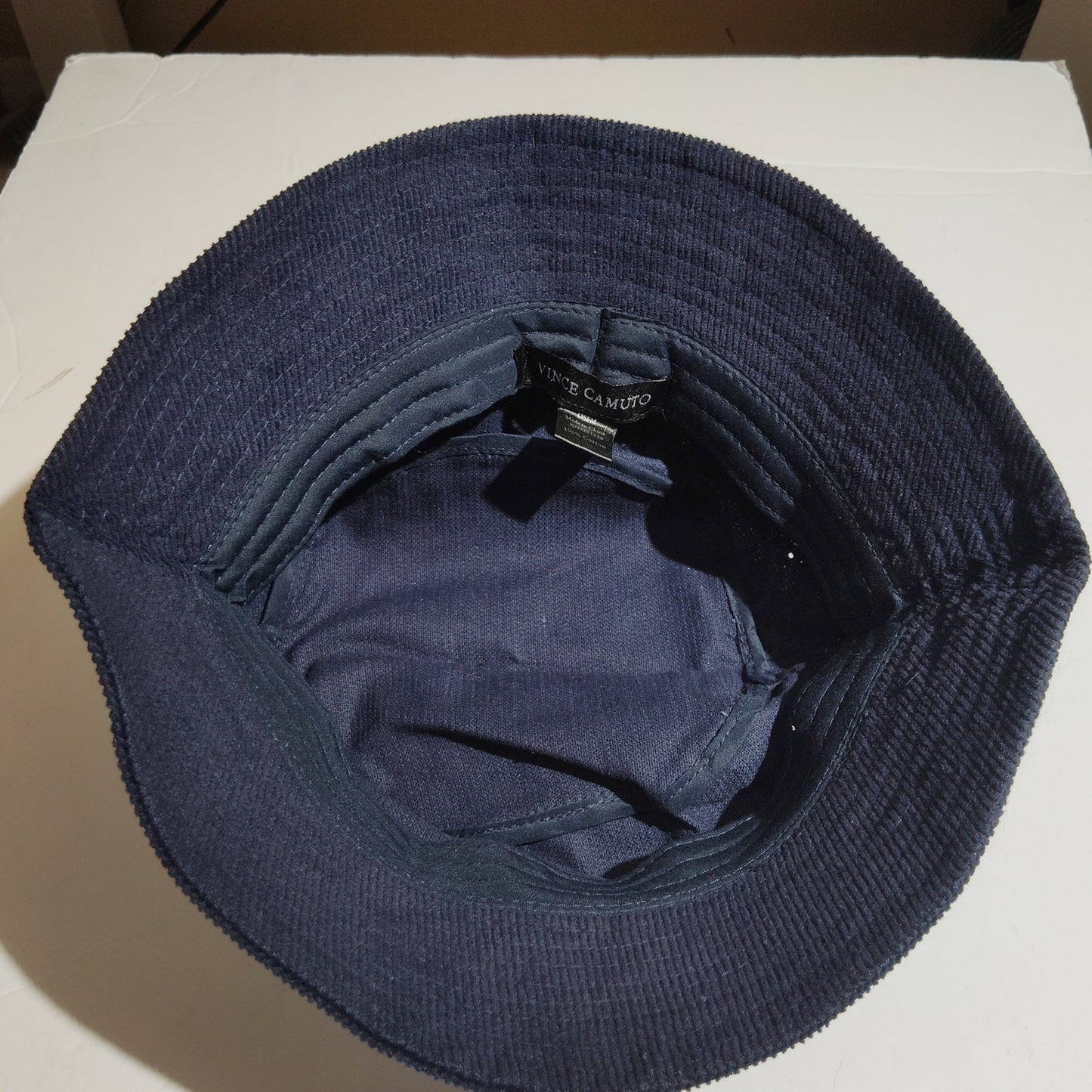 Vince Camuto Corduroy Bucket Hat, Navy Blue, OSFM, 100% Cotton