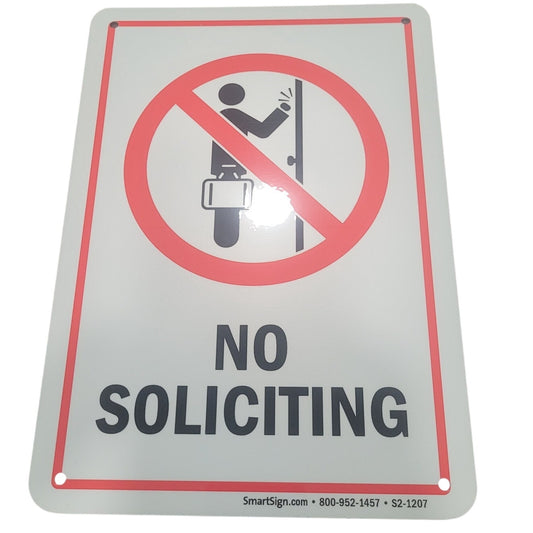 SmartSign No Soliciting Sign – S2-1207 – 7" x 10" – Aluminum – Do Not Knock Symbol – Made in USA