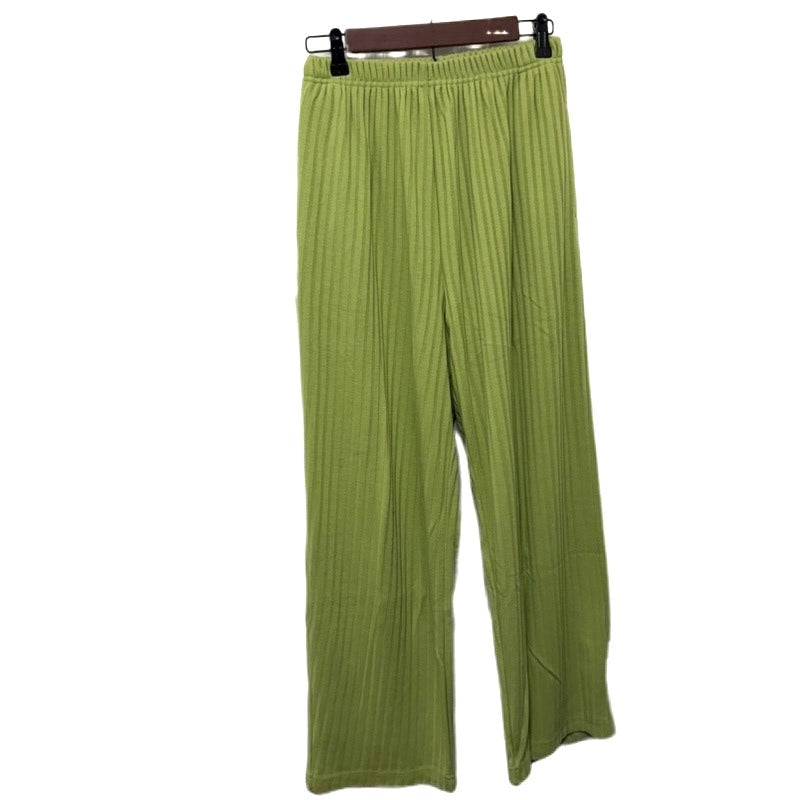 VTG Roaman's Green Ribbed Knit 3PC M Set - Cardigan, Tank & Elastic Waist Pants