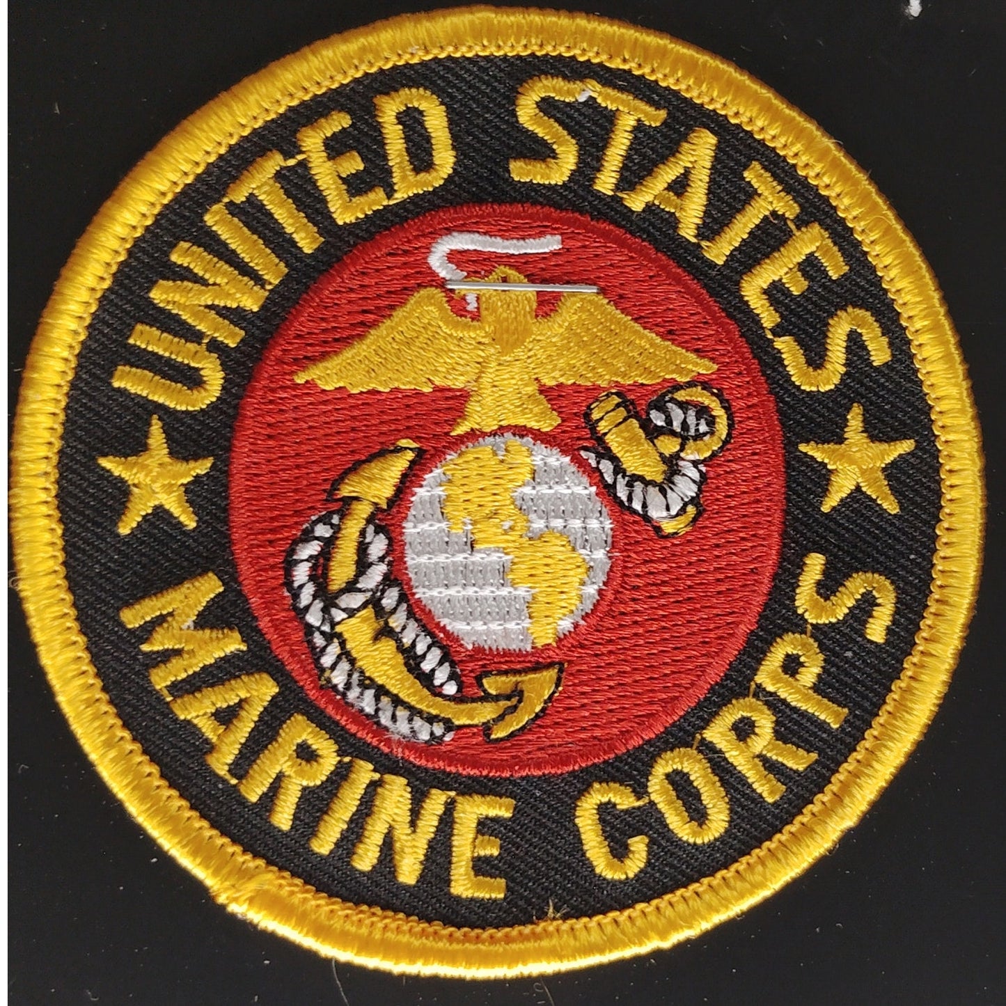 USMC Eagle Globe Anchor Patch Embroidered Red Gold 3" Round