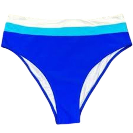 Hilinker Blue Color Block High Waisted Bikini Bottoms Women’s Large Swimwear