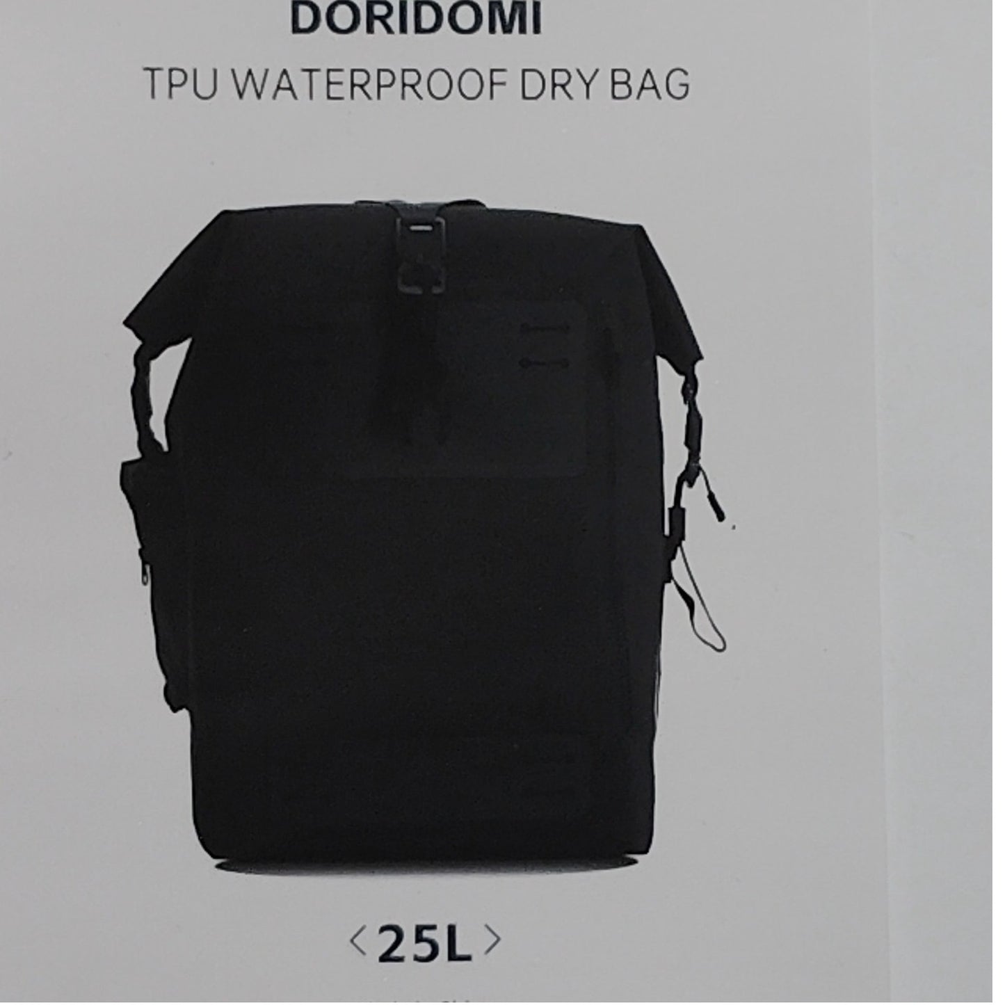 DORIDOMI Black Waterproof Backpack 25L - 600D TPU Durable IPX8 Large Dry Bag