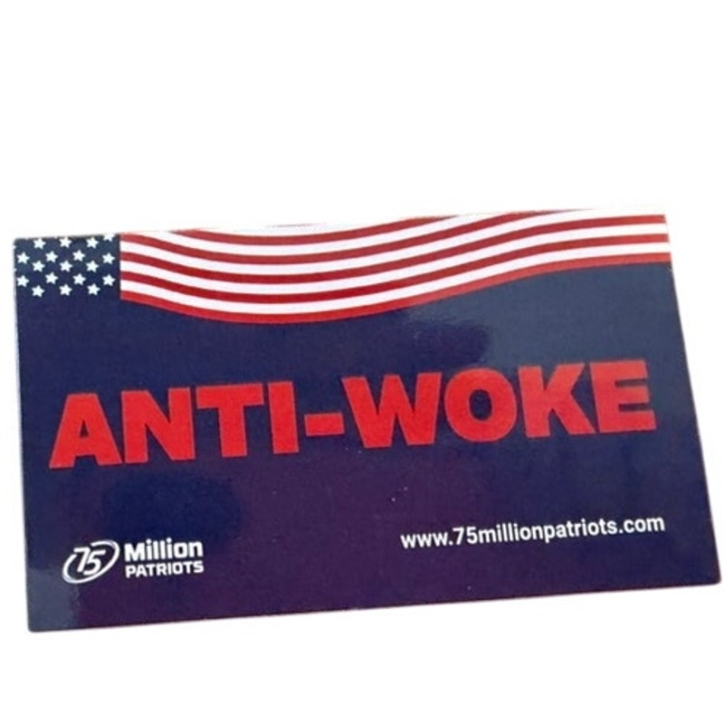 Anti‑Woke 75 Million Patriots Fridge Magnet Waving American Flag Vinyl 3.5x2