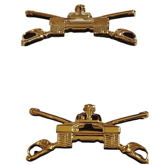 US Army Armor Officer Branch Insignia Novelty Pin Set No‑Shine Gold 1‑5/8 × 3/4"