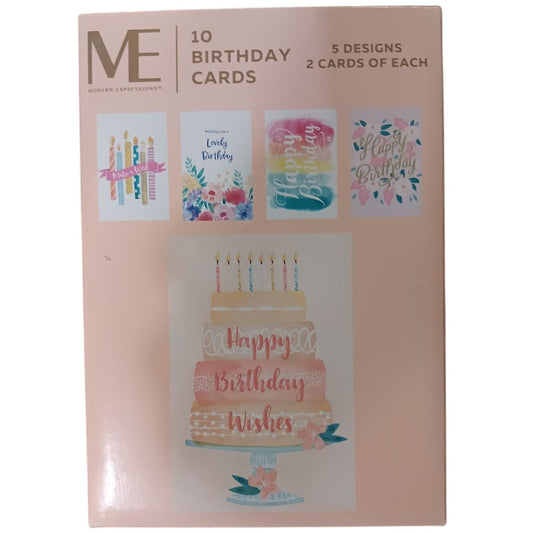 ME Birthday Cards - 10-Pack - 5 Styles x 2 Each - 4"x6" - Soy Ink - PN 620092