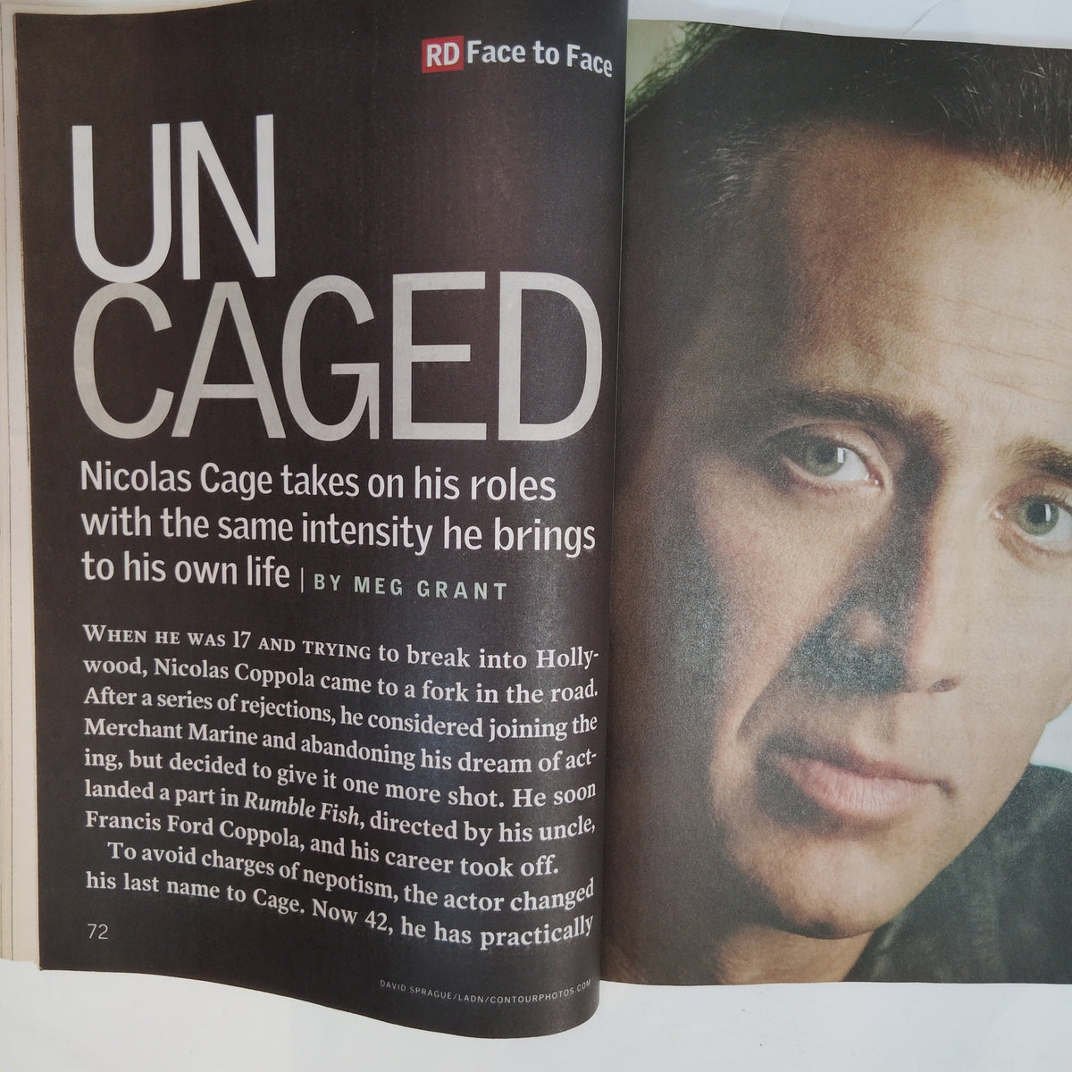 Reader's Digest August 2006 Large Print Magazine Nicolas Cage Back Issue