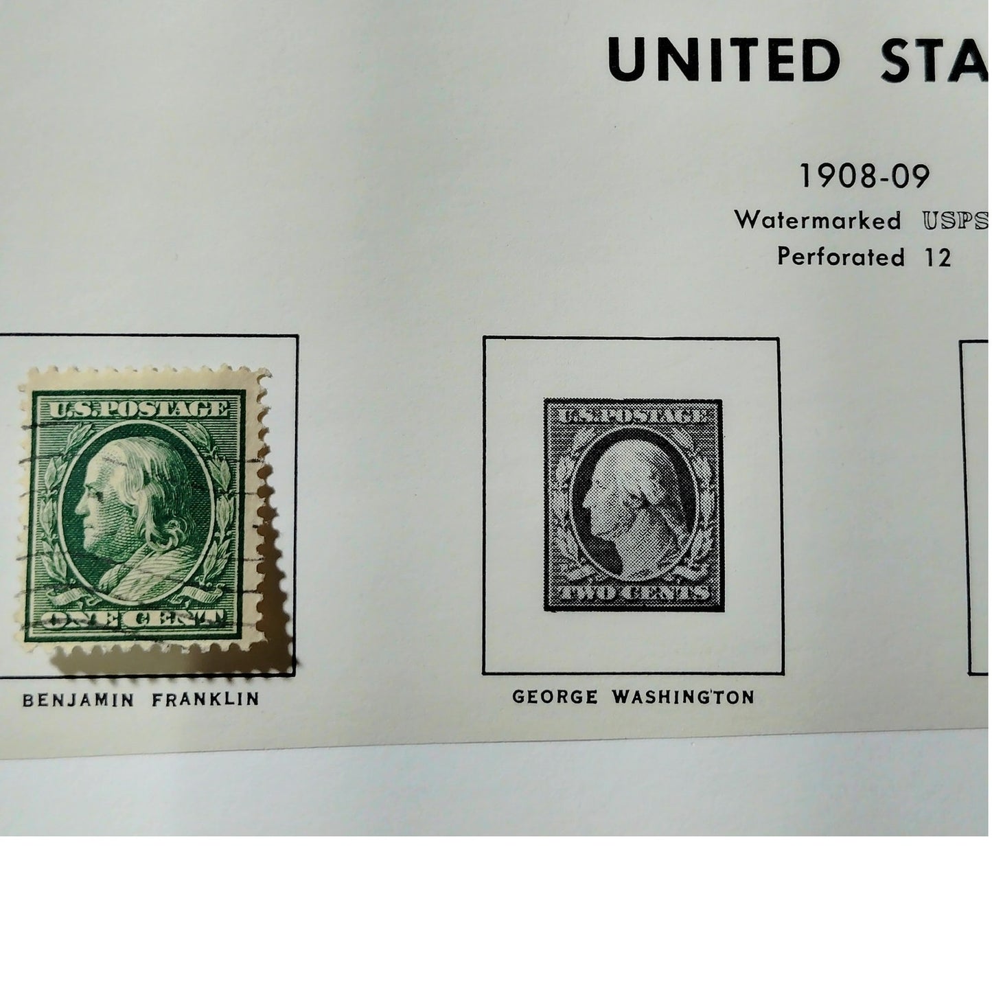 1908-09 US 1c Green Benjamin Franklin Stamp Scott #331/#374 Used Canceled