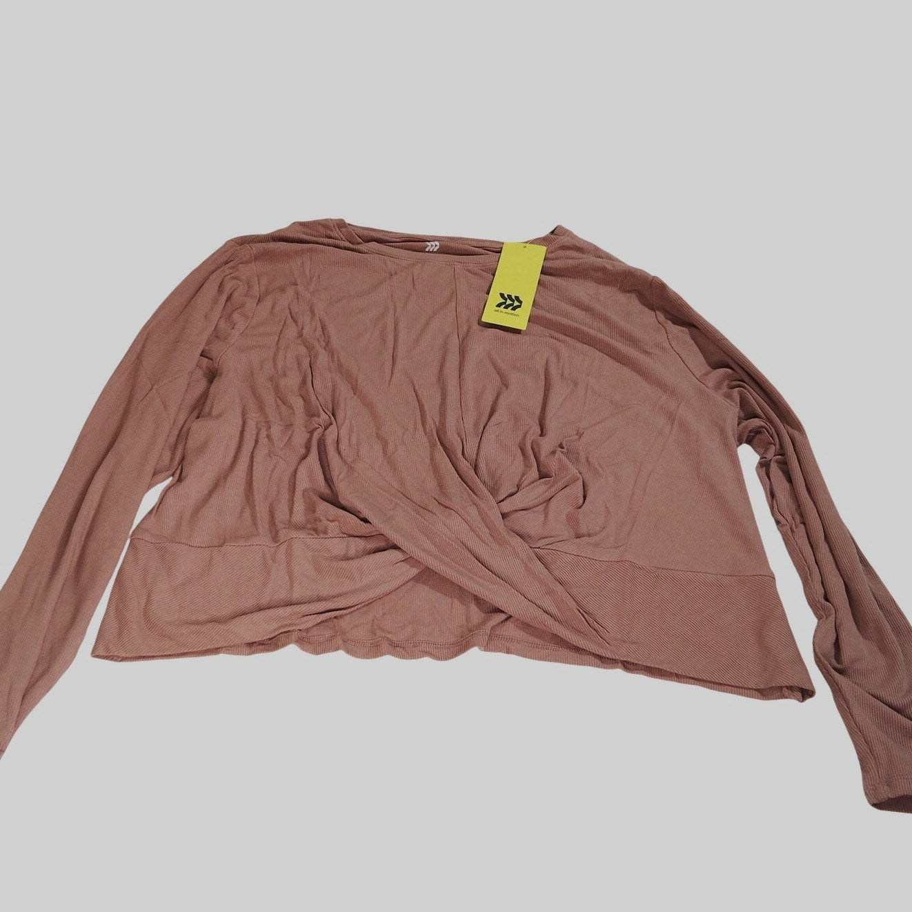 All in Motion Women’s Twist Front Long Sleeve Top Mauve 1X