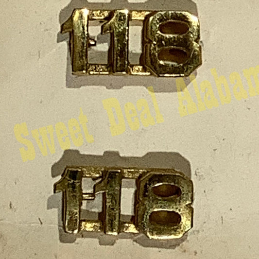 Early 1900s Brass C-Clasp Number "115" Collar Device 3/8"H Hat / Lapel Pins Set