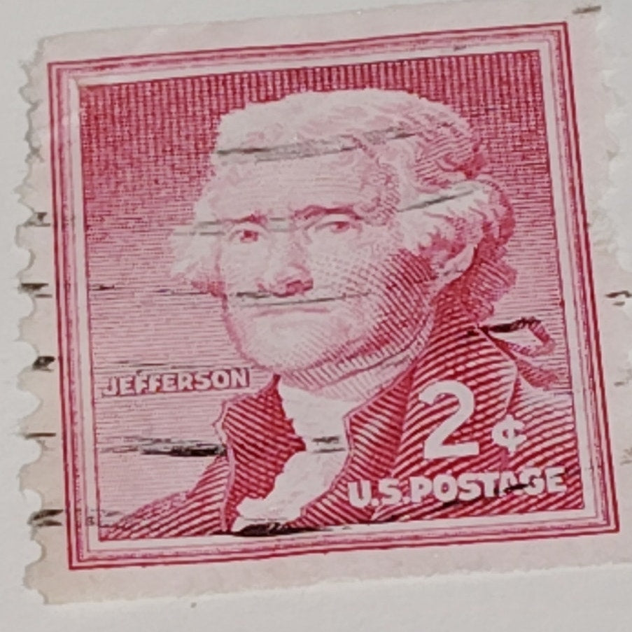 1954 2¢ Thomas Jefferson Stamp – Liberty Series – Scott #1033 – Carmine Rose