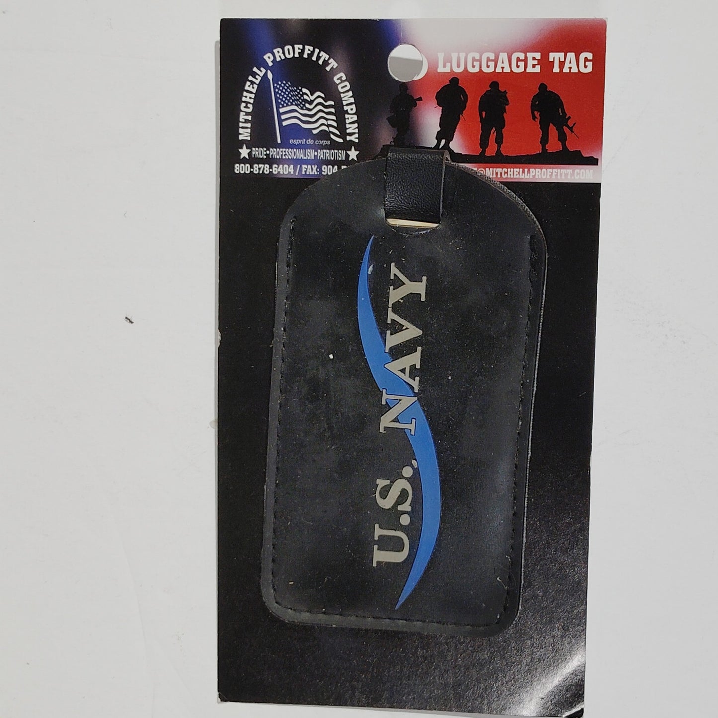 U.S. Navy Luggage Tag – 4-3/8" x 2-1/2"  Black Vinyl – Travel ID, Blue Wave
