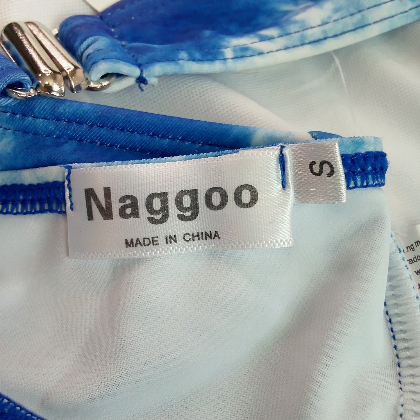 Naggoo Blue White Tie Dye High Neck Halter Bikini Top Women’s Small (US 4)