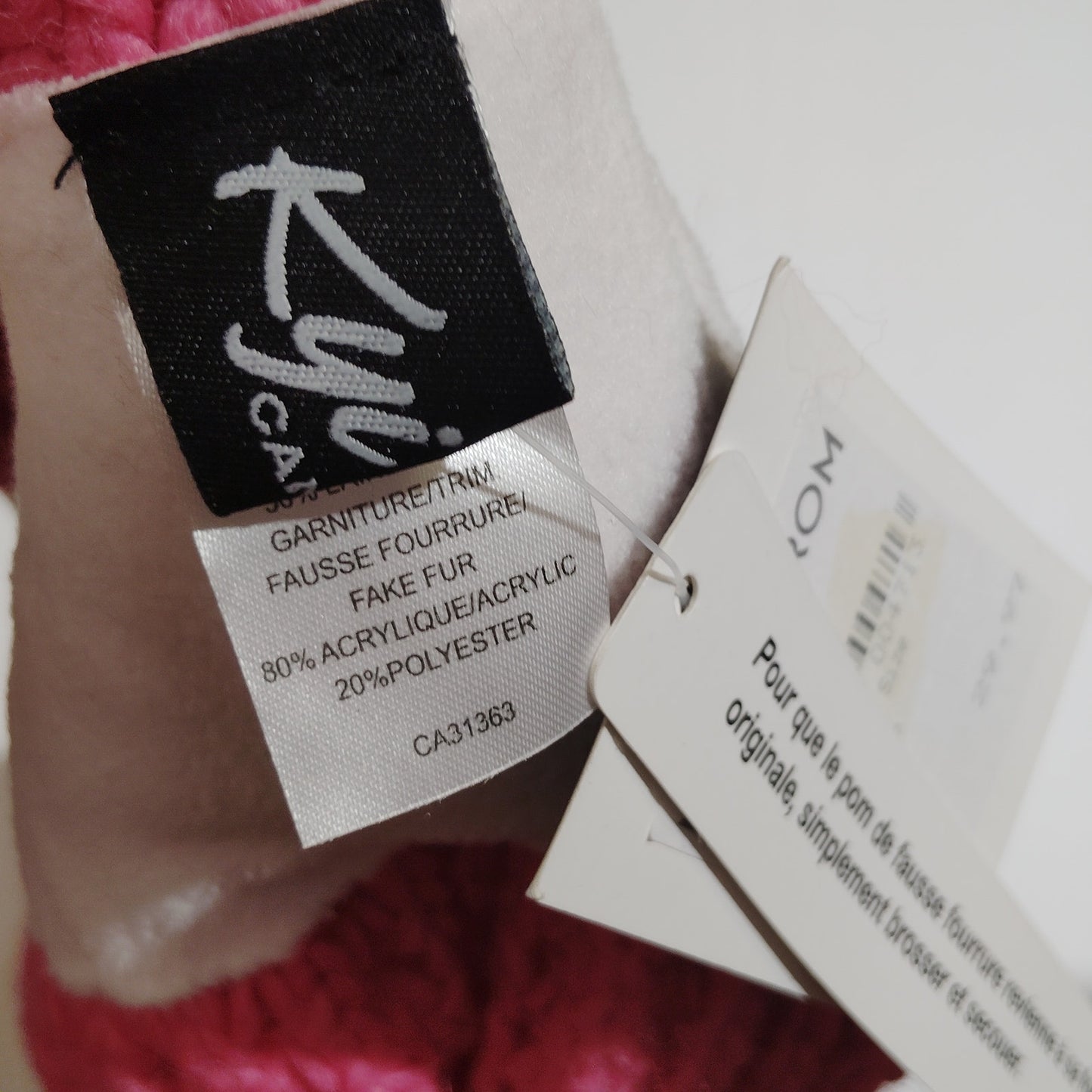 Kyi Kyi Faux Fur Pom Pom Knit Hat – Blush Fuchsia – One Size