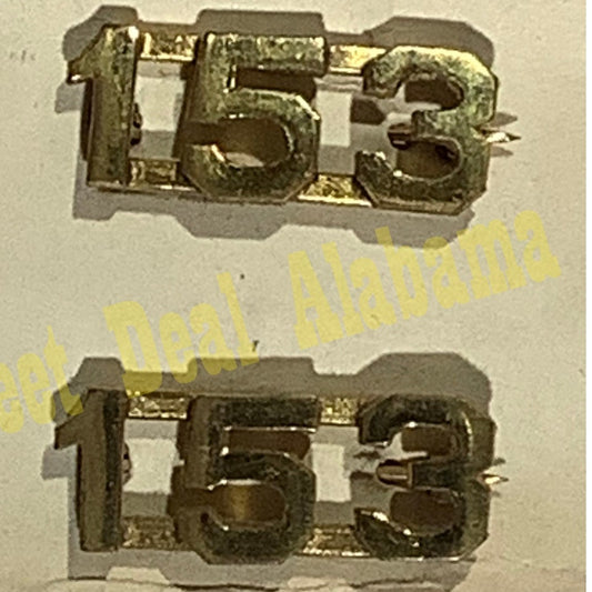 Early/Mid 1900s Brass C-Clasp "153" Collar Device 3/8"H Hat / Lapel Pins Set