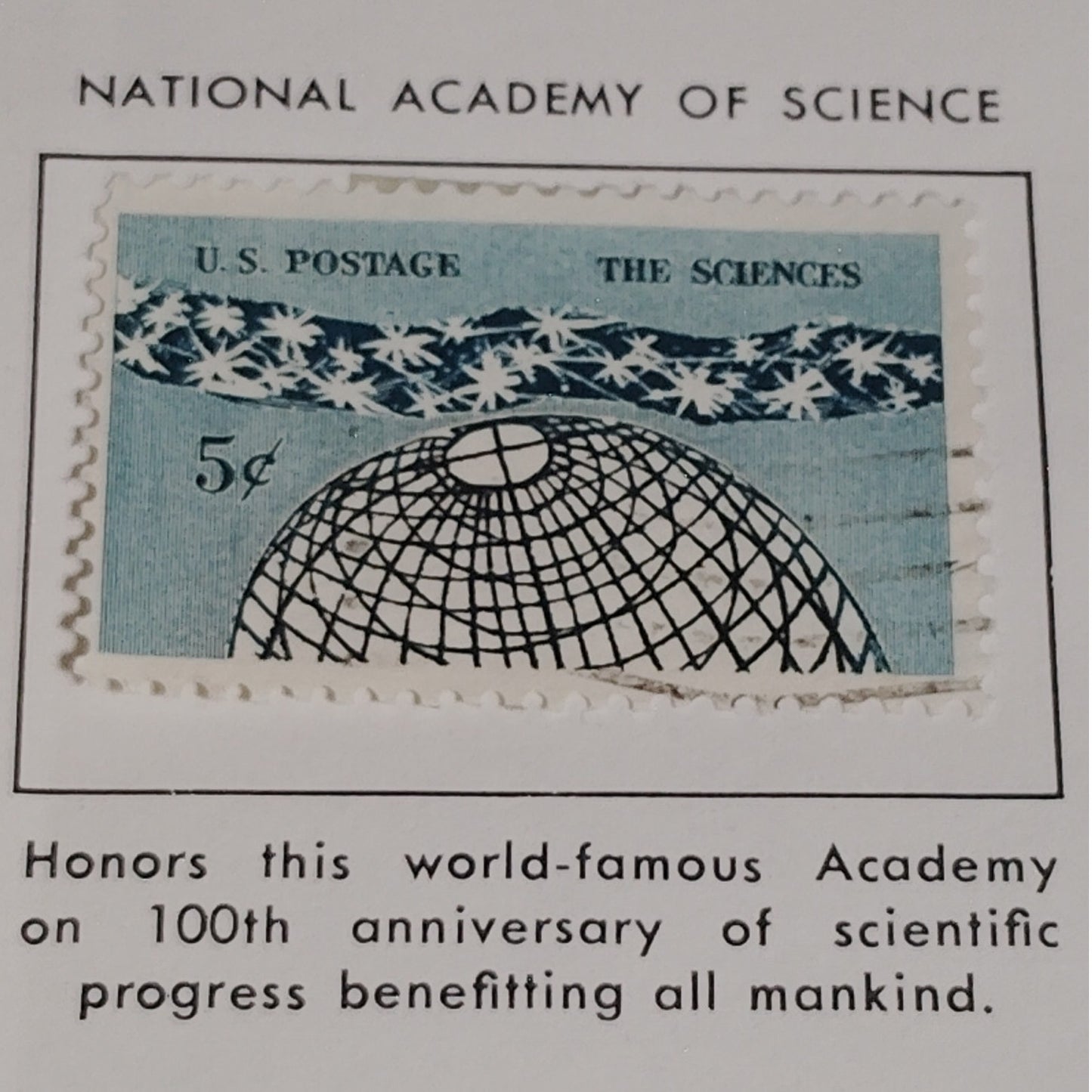 1963 Scott #1237 – 5¢ National Academy of Sciences Centennial / Globe & Stars