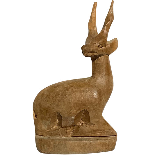 Hand Carved Wooden African Gazelle Antelope Impala 4"H x 2.5"W Figurine