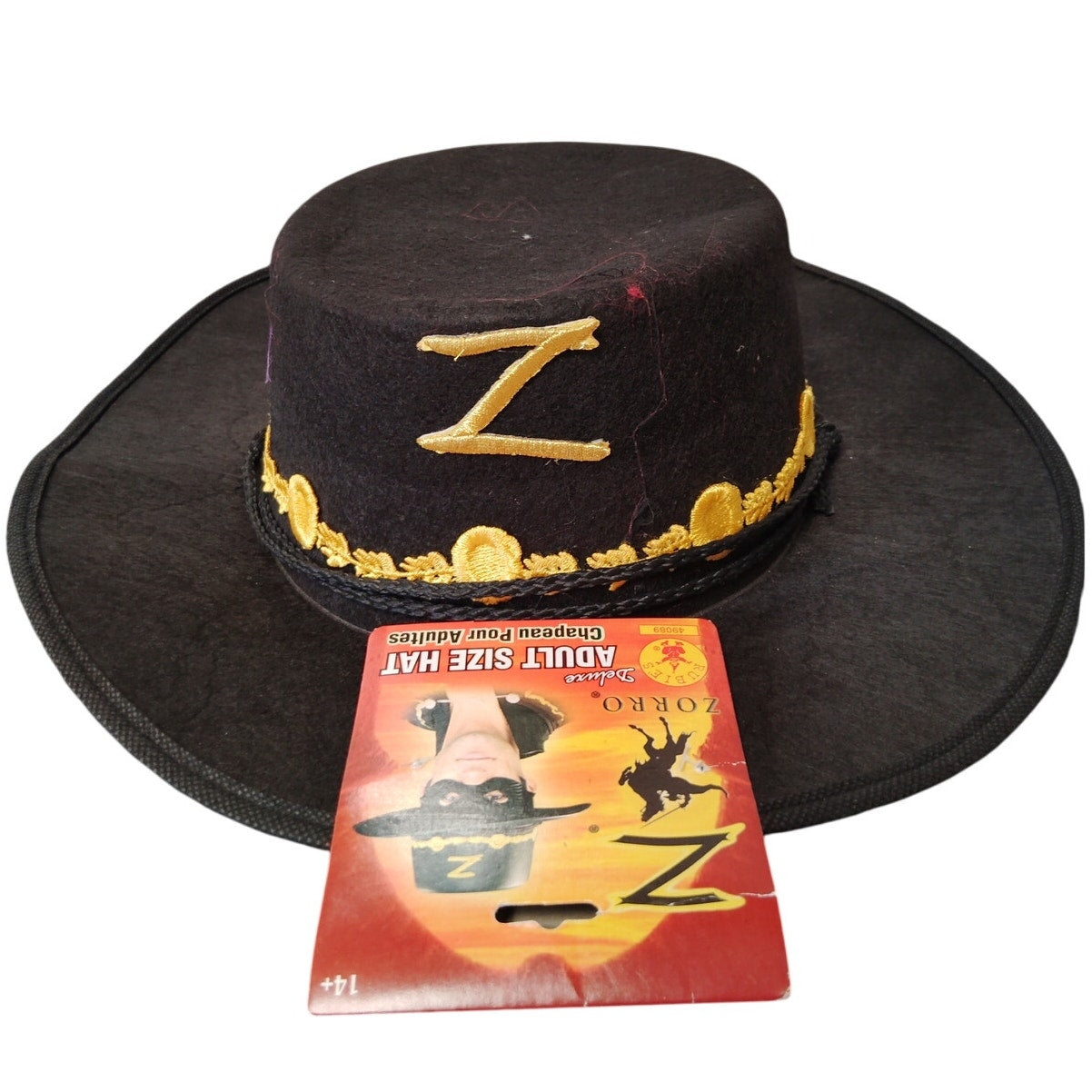 Rubie’s Costume Company Adult Zorro Hat – Black Felt with Gold Trim