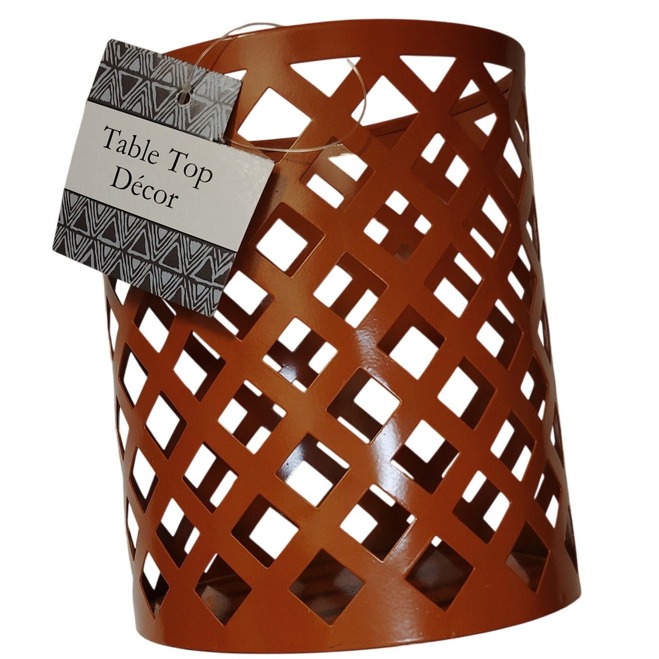 Desk/Countertop Metal Container Utility or for 4" Pillar Candle - 6"H x 5"D
