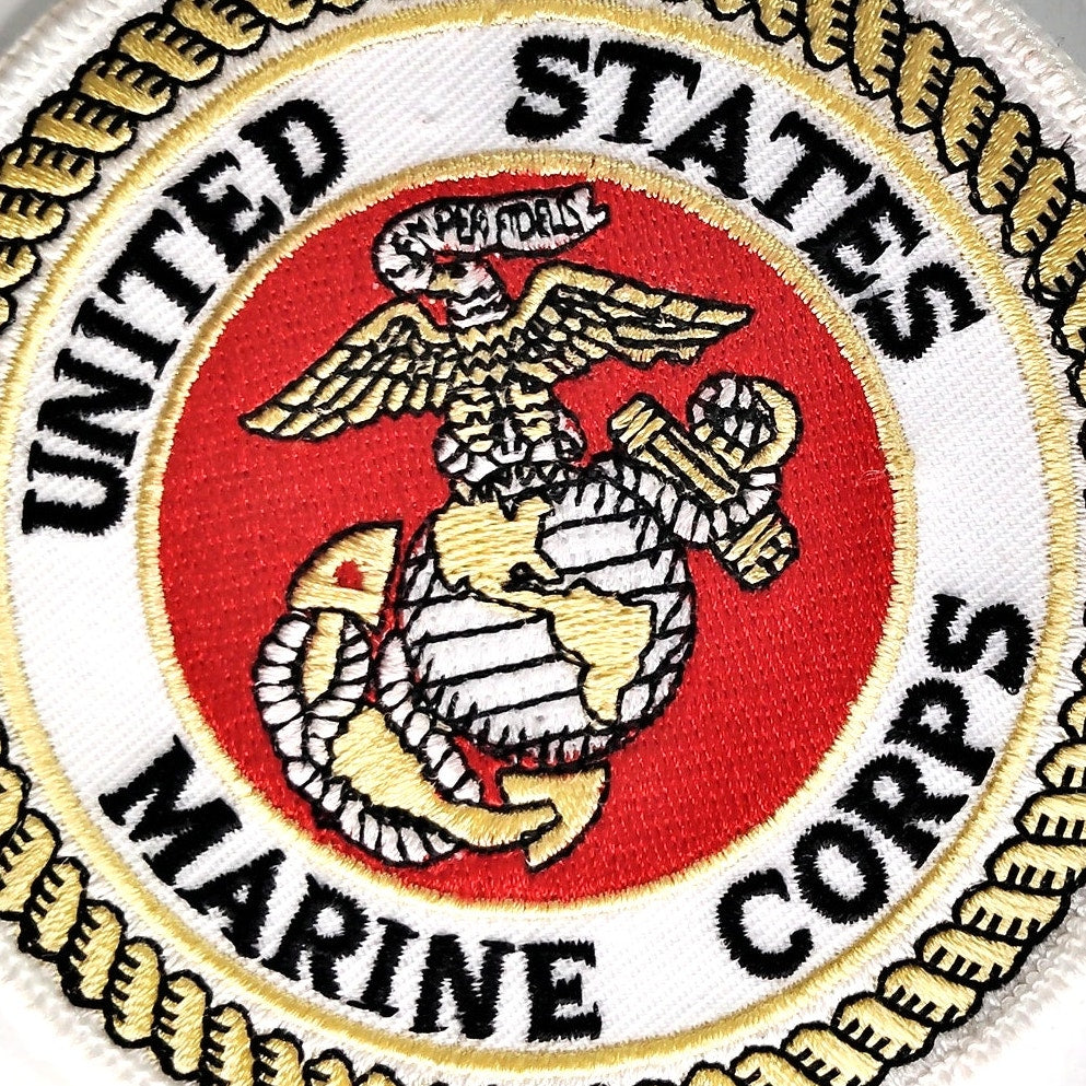 USMC Eagle Globe Anchor Novelty Patch Rare White Background 4" Iron‑On Sew‑On