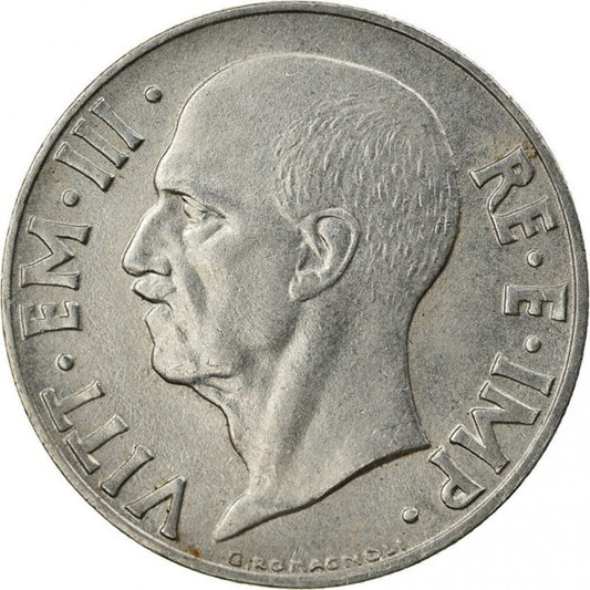 Italy 20 Centesimi 1941, King Vittorio Emanuele III, Reverse: Head of a Woman