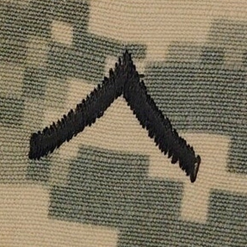 US Army PV1 E‑1 Subdued Rank Patch Strip Black on ACU UCP – Sew‑On 4‑1/4"