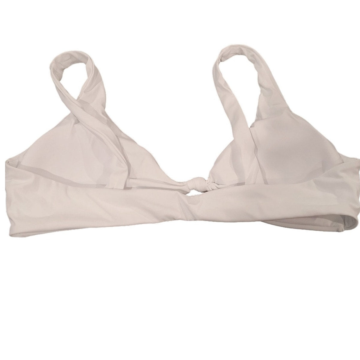 Geluboao Bikini Set, V Neck Knot Front Push Up High Leg Thong, White L (12-14)