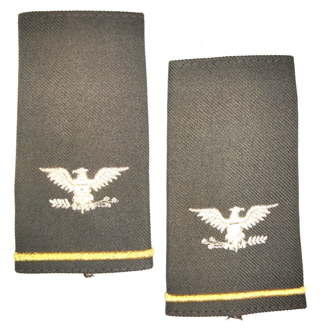Vintage Army Colonel O‑6 Shoulder Marks Silver Eagle Gold Stripe Dark Green Pair