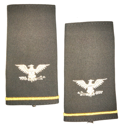 Vintage Army Colonel O‑6 Shoulder Marks Silver Eagle Gold Stripe Dark Green Pair