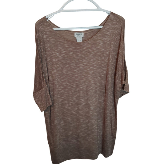 Monroe & Main Taupe Heathered Blouse Women’s XL Stretch Rayon Blend Estate Top