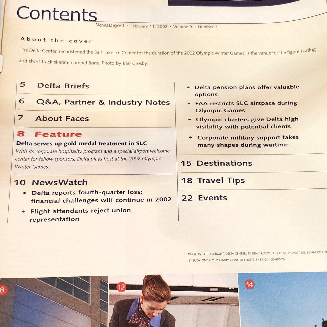 Delta News Digest - Feb 11, 2002 - Winter Olympics & Pension Plans Magazine