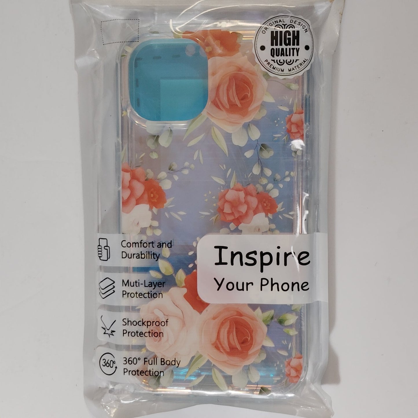Rigid Plastic Case for iPhone 13/14, Roses Garden Party Wildflower Shockproof