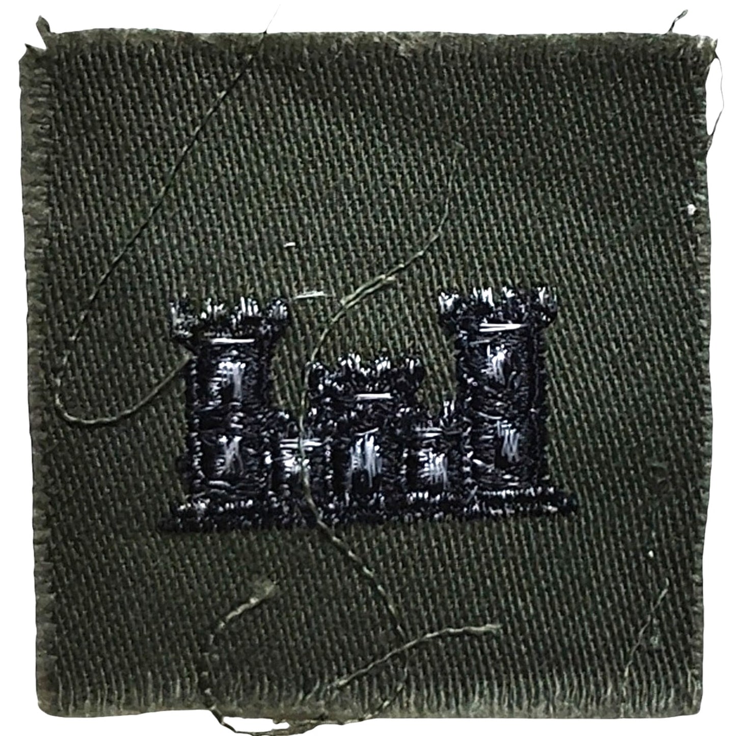 Pre-1989 Cap Device Subdued Embroidered Engineer Corps ODG Sew-On 2.25" x 2.25"