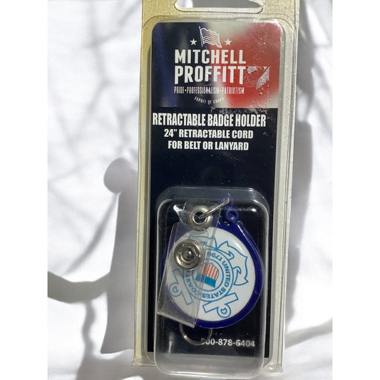USCG Coast Guard Retractable Badge Holder, 24" Cord for Belt or Lanyard